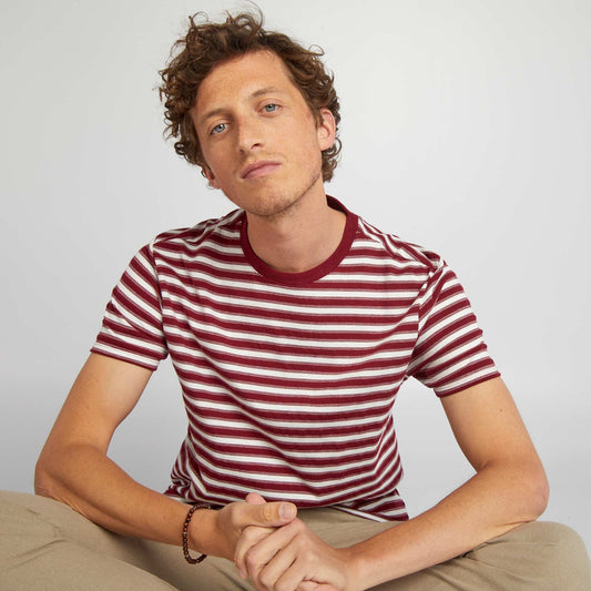 Short-sleeved striped T-shirt RED