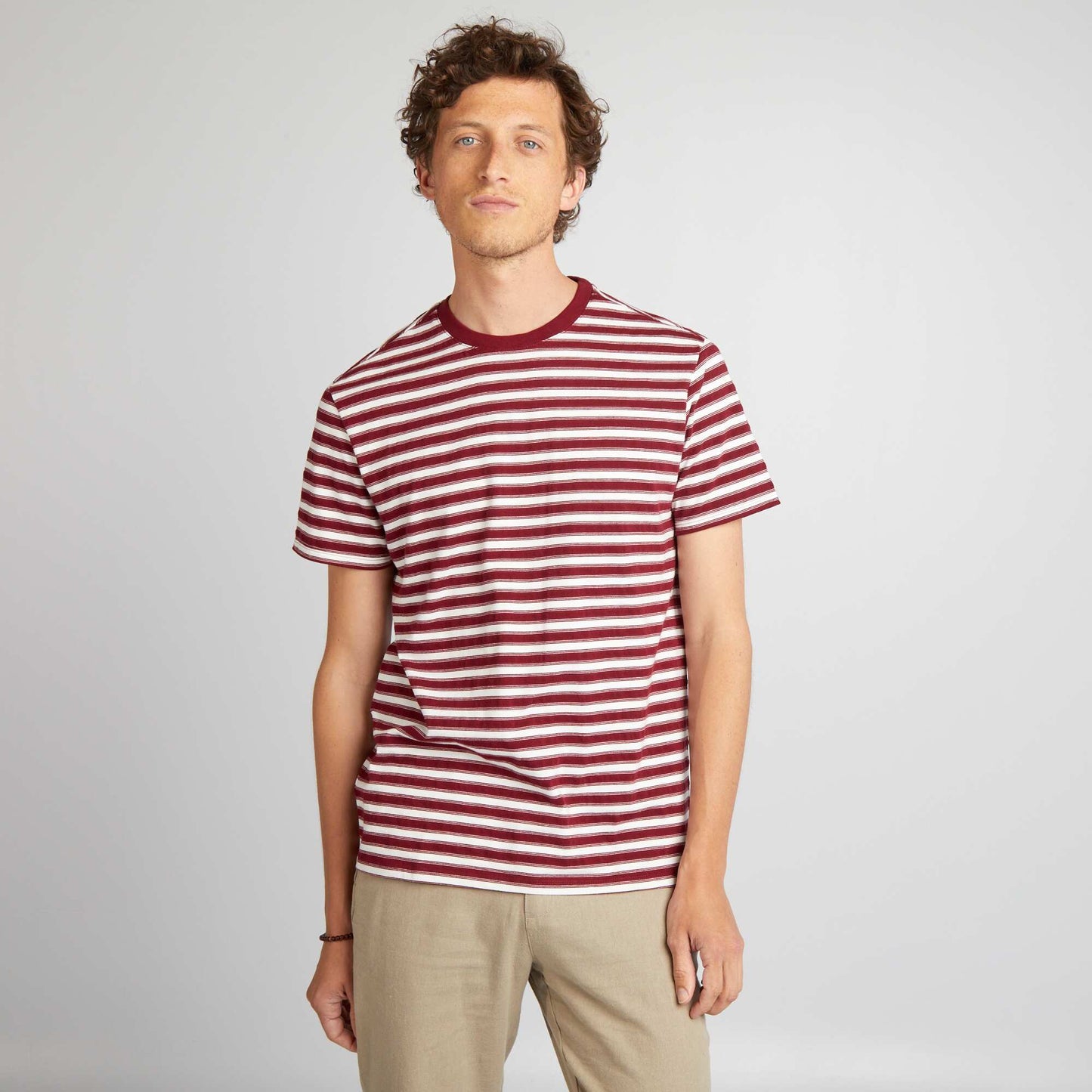 Short-sleeved striped T-shirt RED