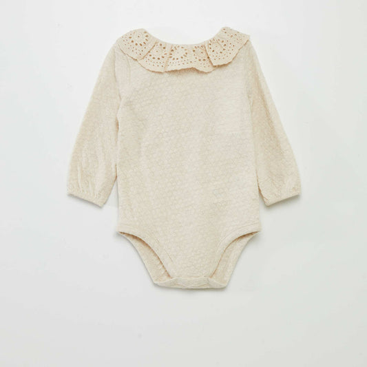 Popcorn knit bodysuit BEIGE