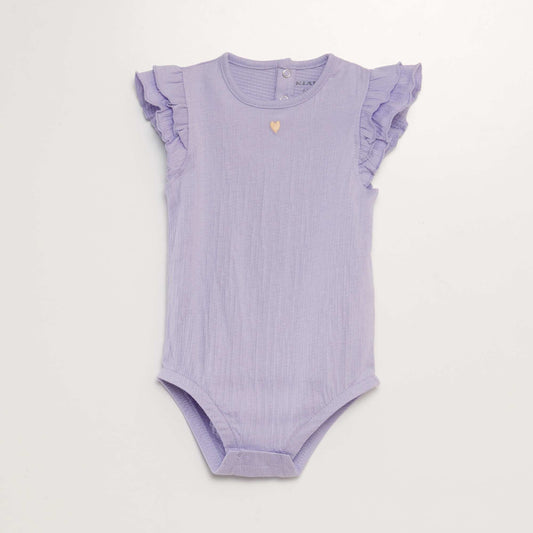 Bodysuit with ruffled sleeves PURPLE