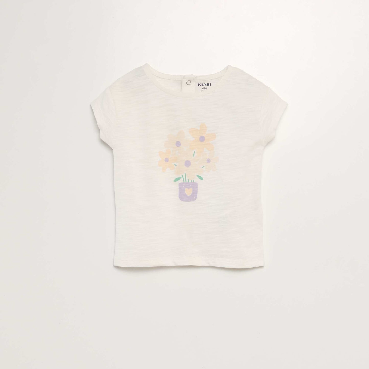 Floral stranded knit T-shirt WHITE