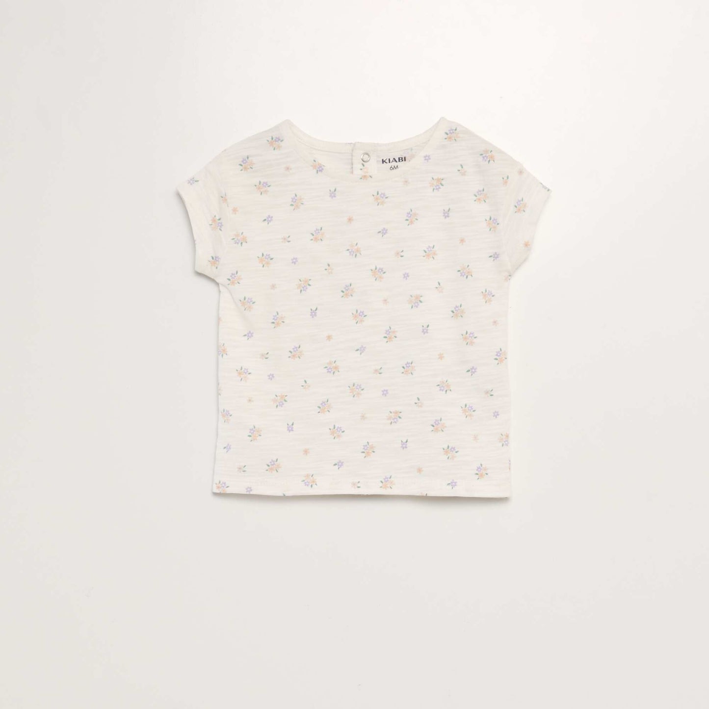 Floral stranded knit T-shirt WHITE