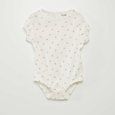 Pointelle knit bodysuit WHITE