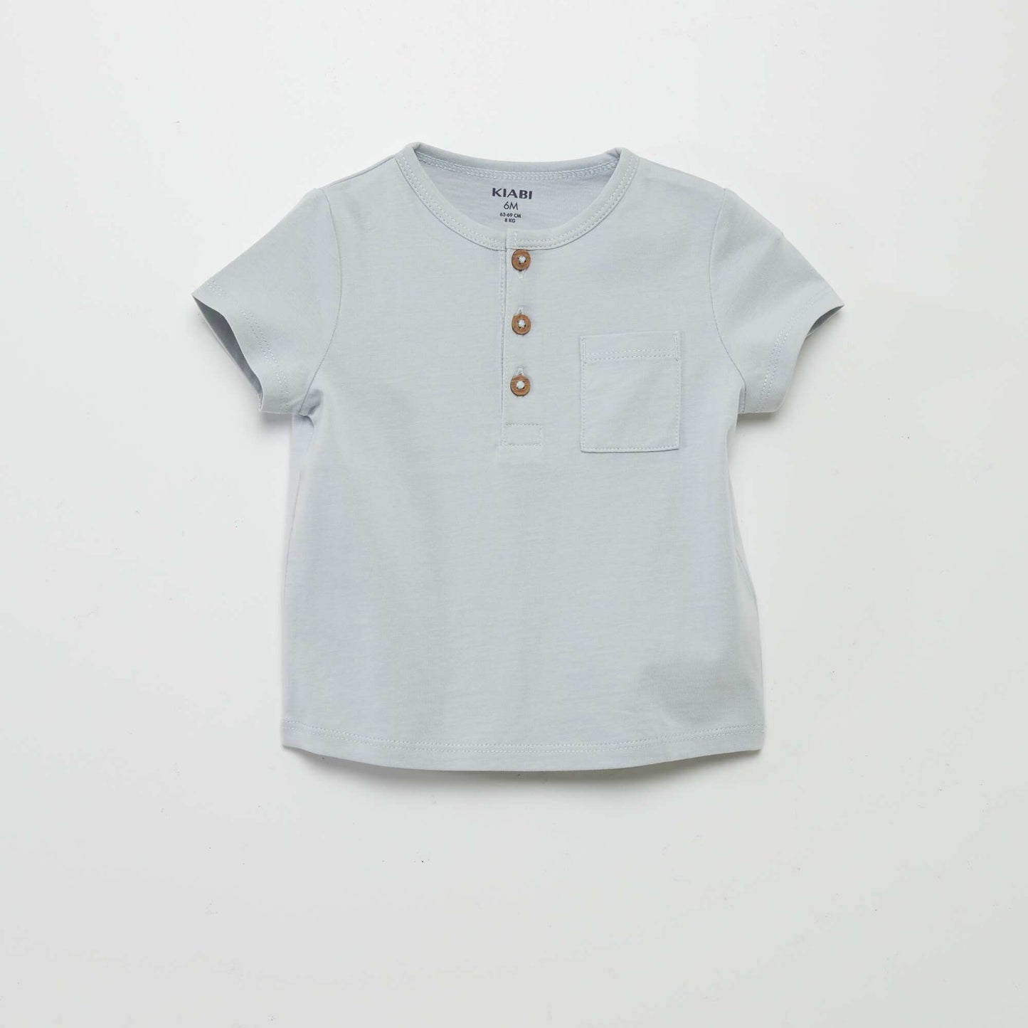 Grandad collar T-shirt BLUE