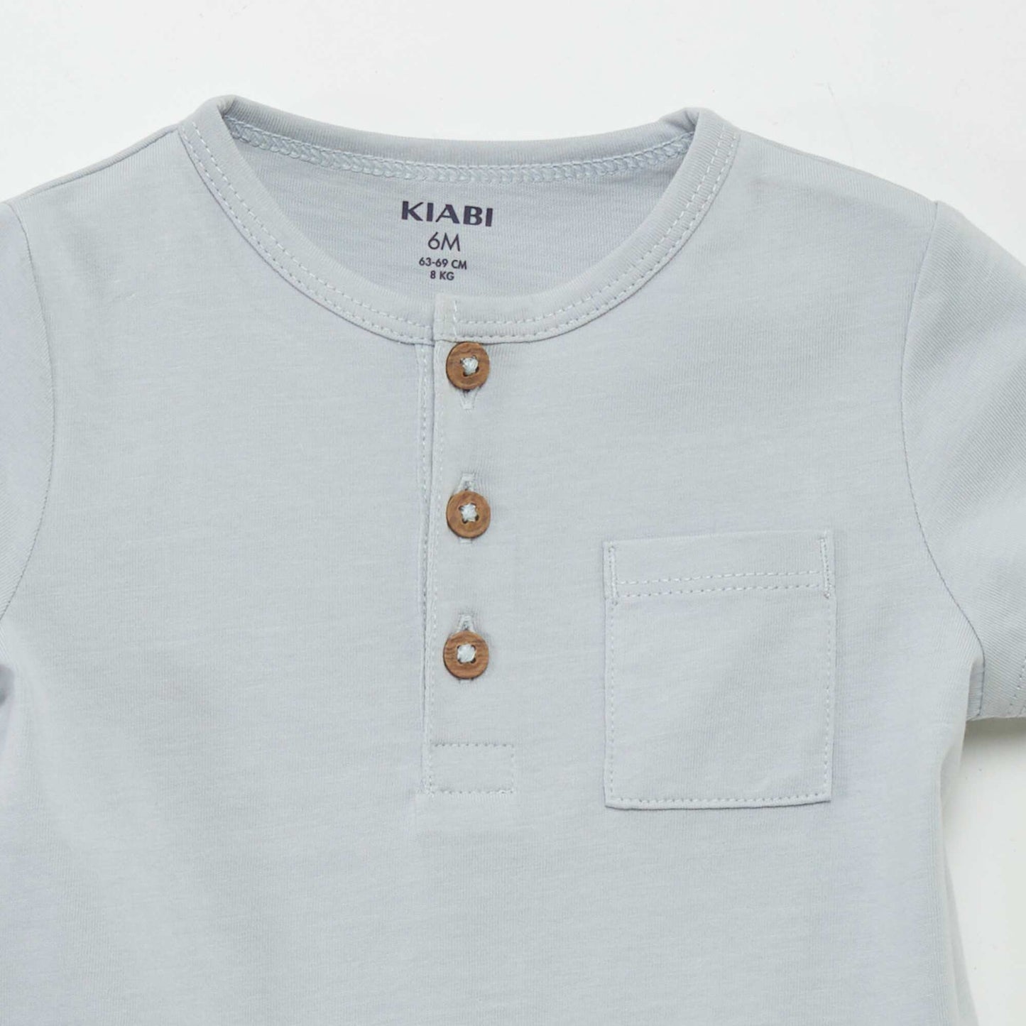 Grandad collar T-shirt BLUE