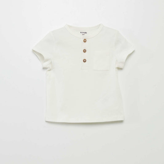 Grandad collar T-shirt WHITE