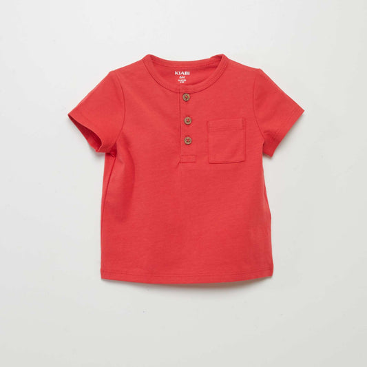 Grandad collar T-shirt RED