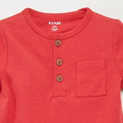 Grandad collar T-shirt RED