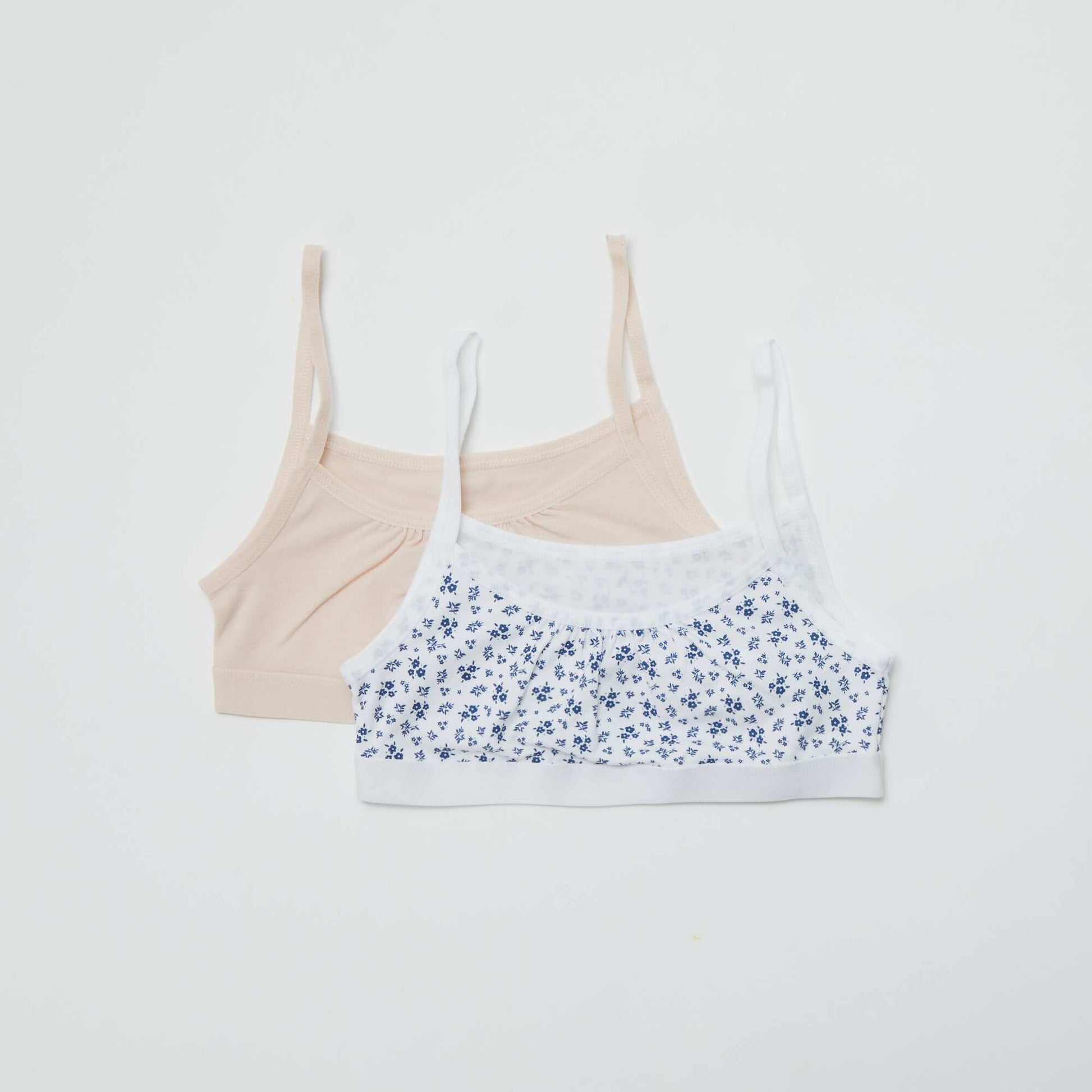 Jersey crop tops with spaghetti straps - Pack of 2 WHITE