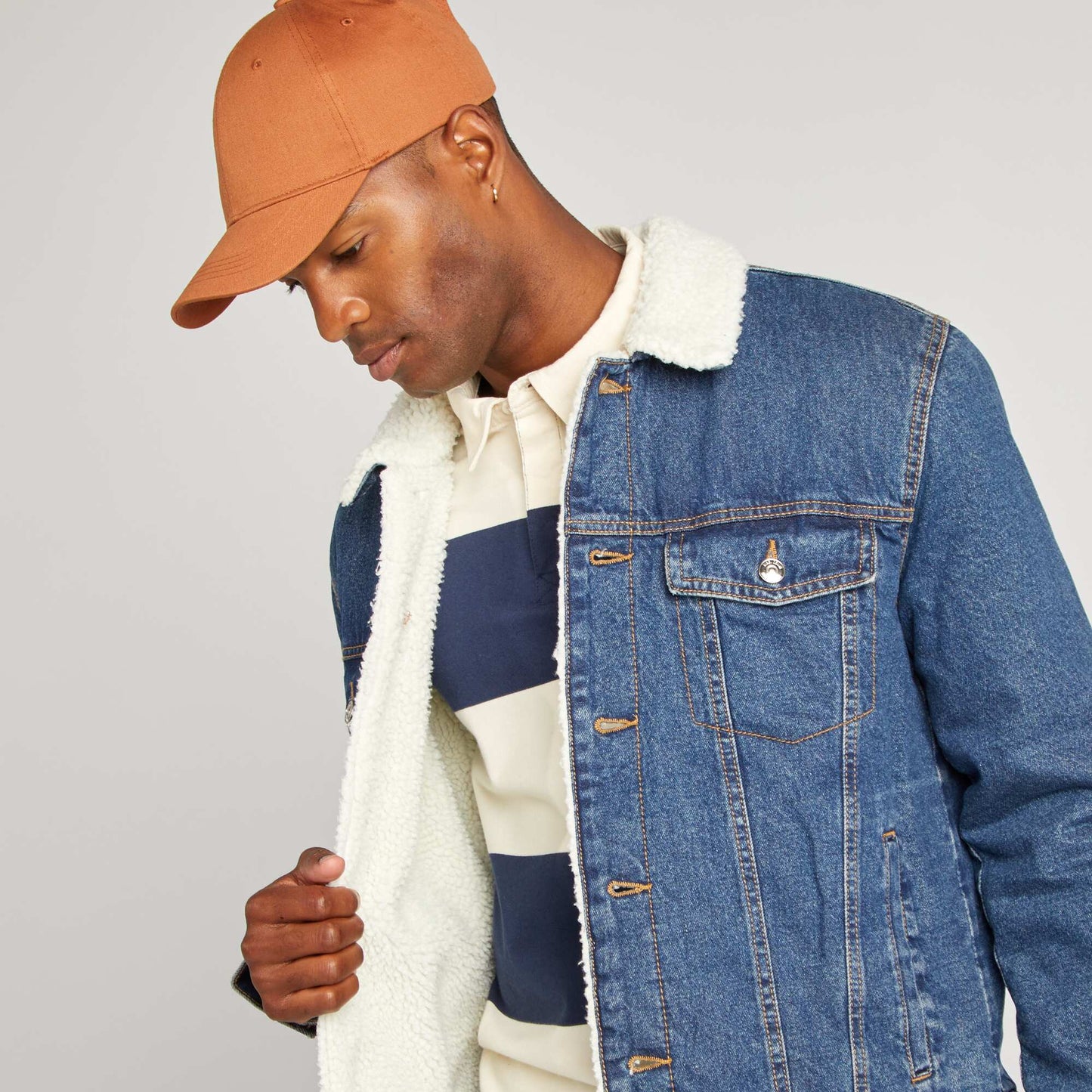 Bomber-style denim jacket BLUE