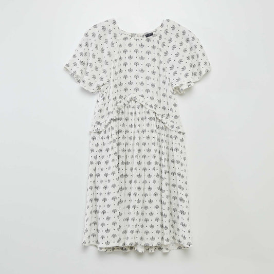 Crepe knit dress WHITE