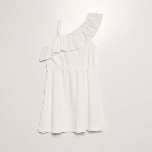 Broderie anglaise dress with ruffled collar WHITE