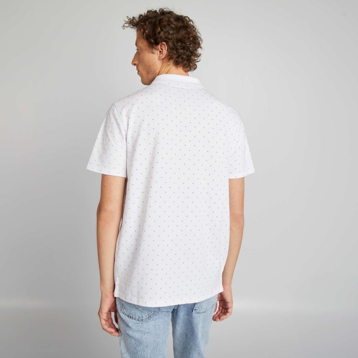 Printed short-sleeved polo shirt WHITE