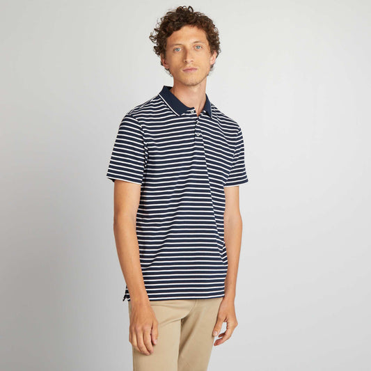 Striped cotton polo shirt WHITE