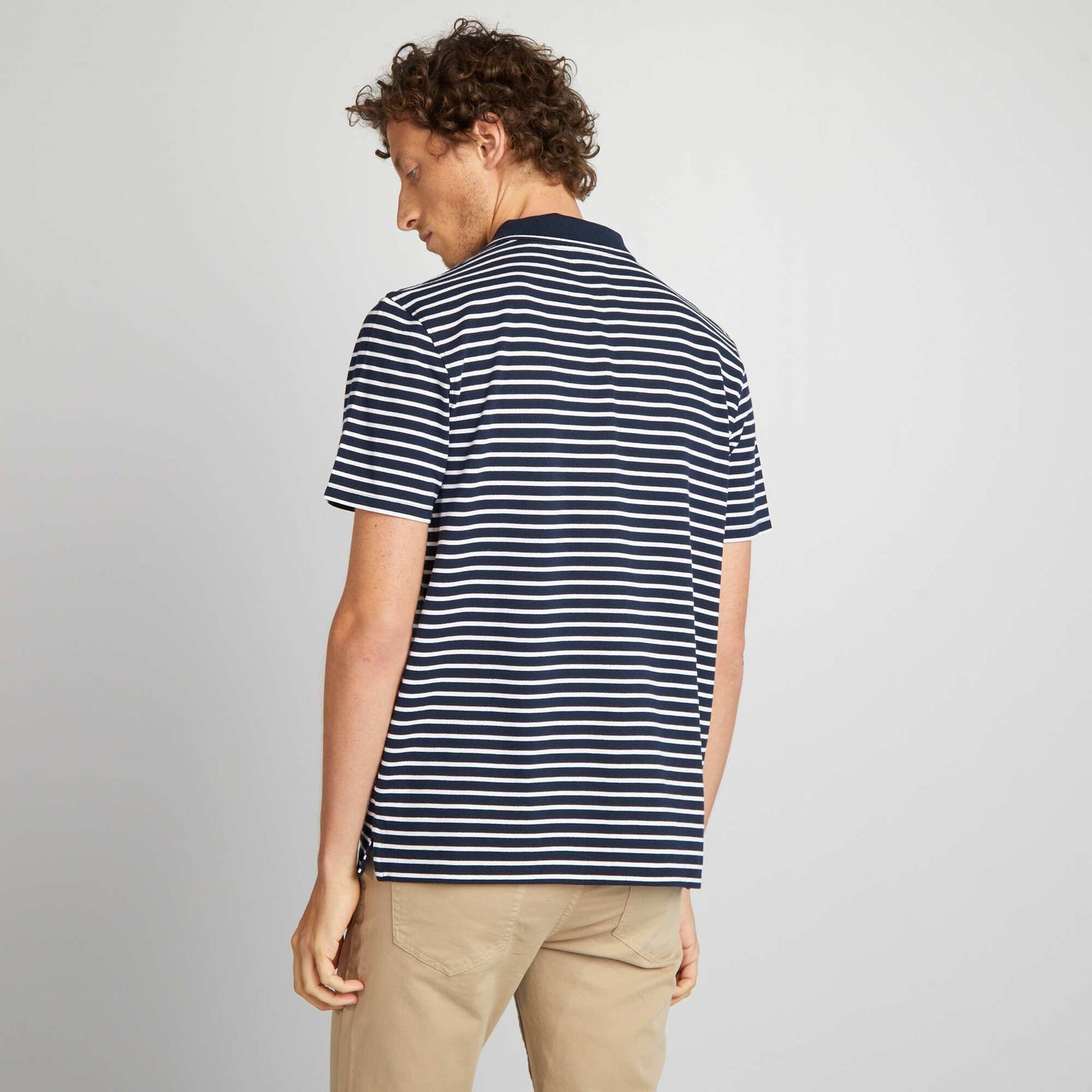 Striped cotton polo shirt WHITE