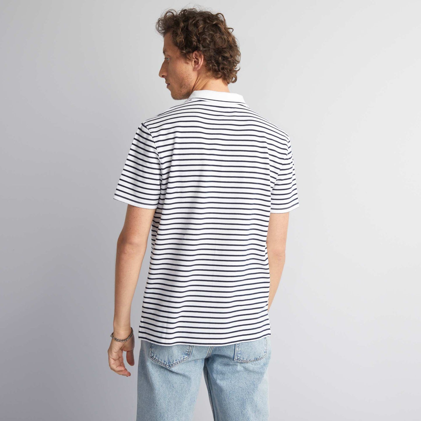 Striped cotton polo shirt WHITE