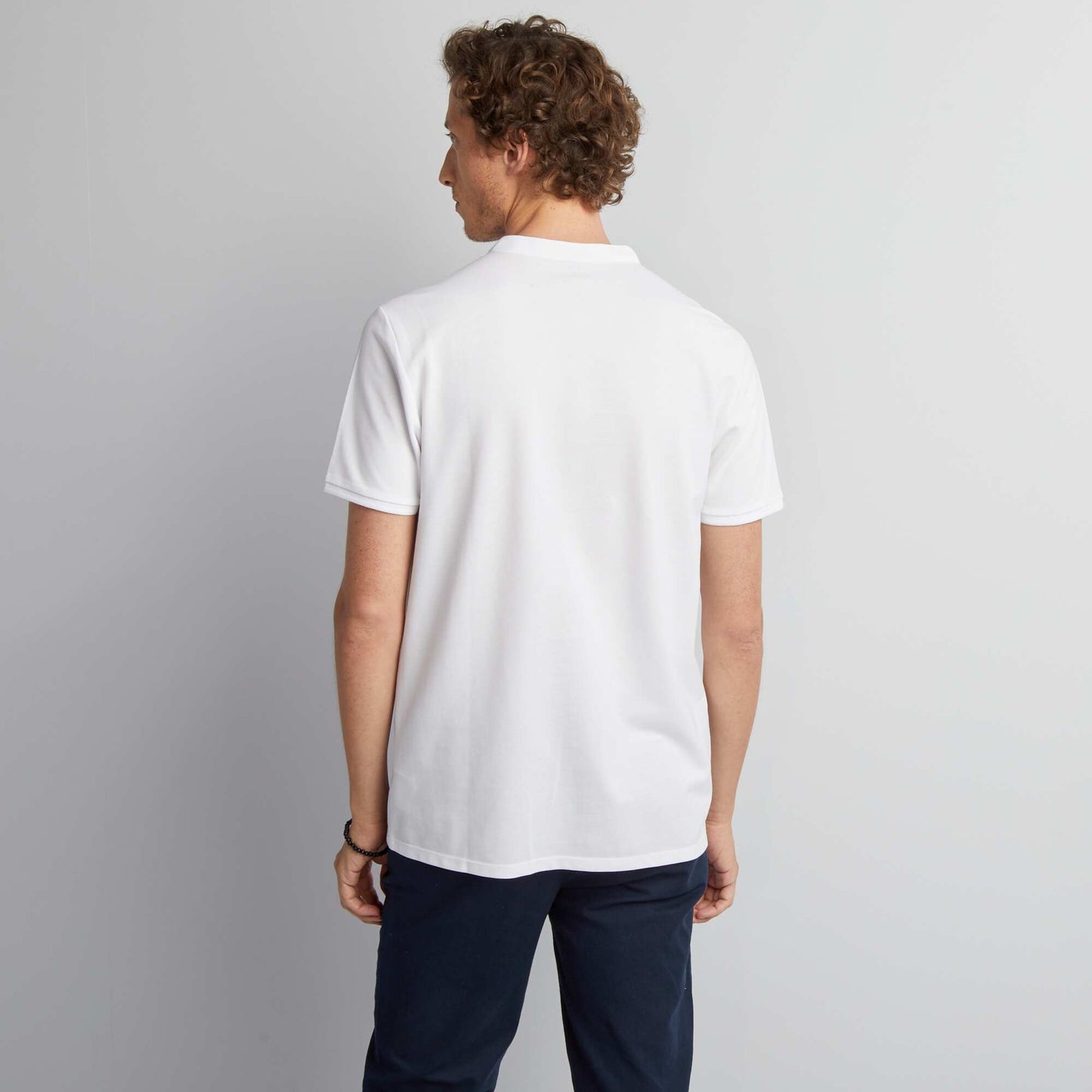 Polo shirt with henley collar white