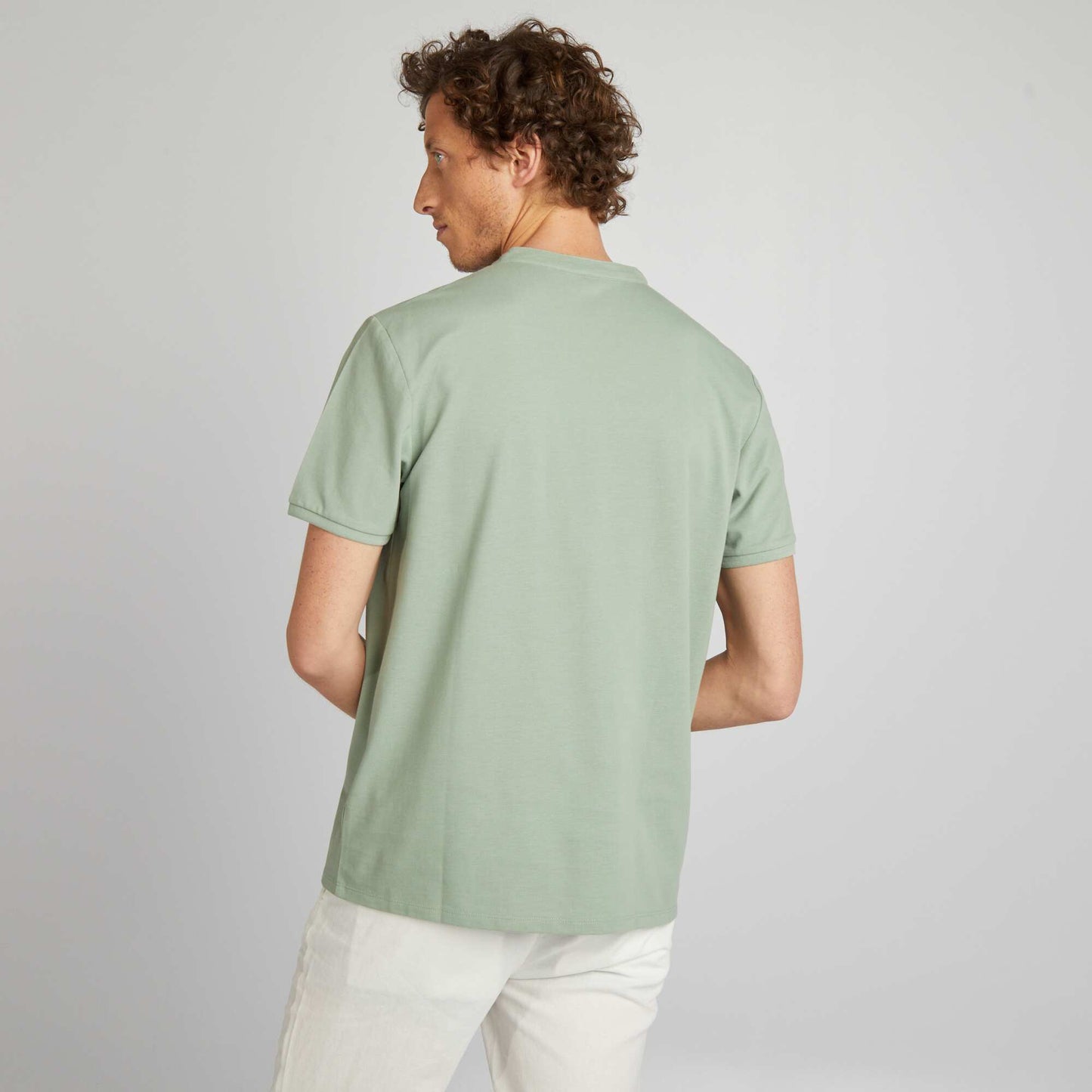 Polo shirt with henley collar GREEN