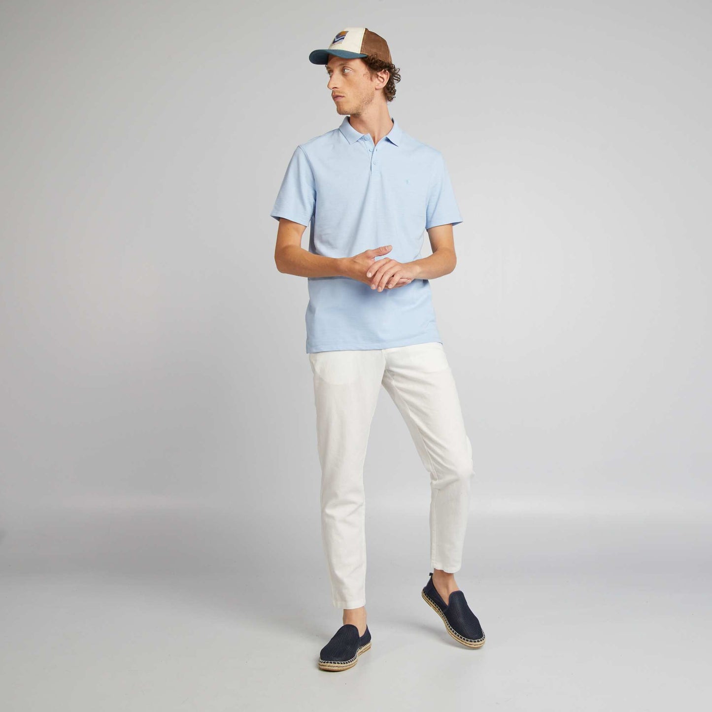 Regular fit short-sleeved polo shirt BLUE