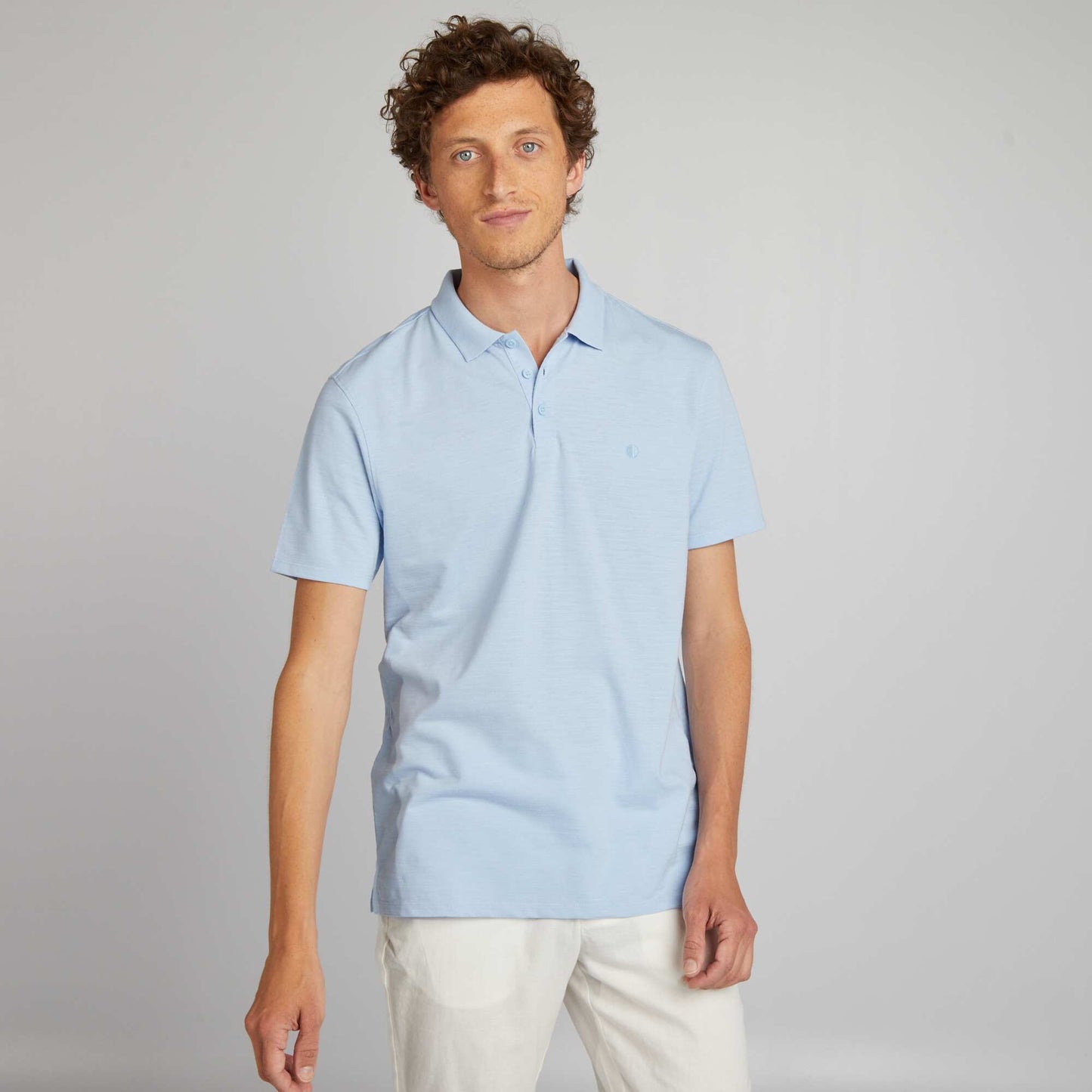 Regular fit short-sleeved polo shirt BLUE