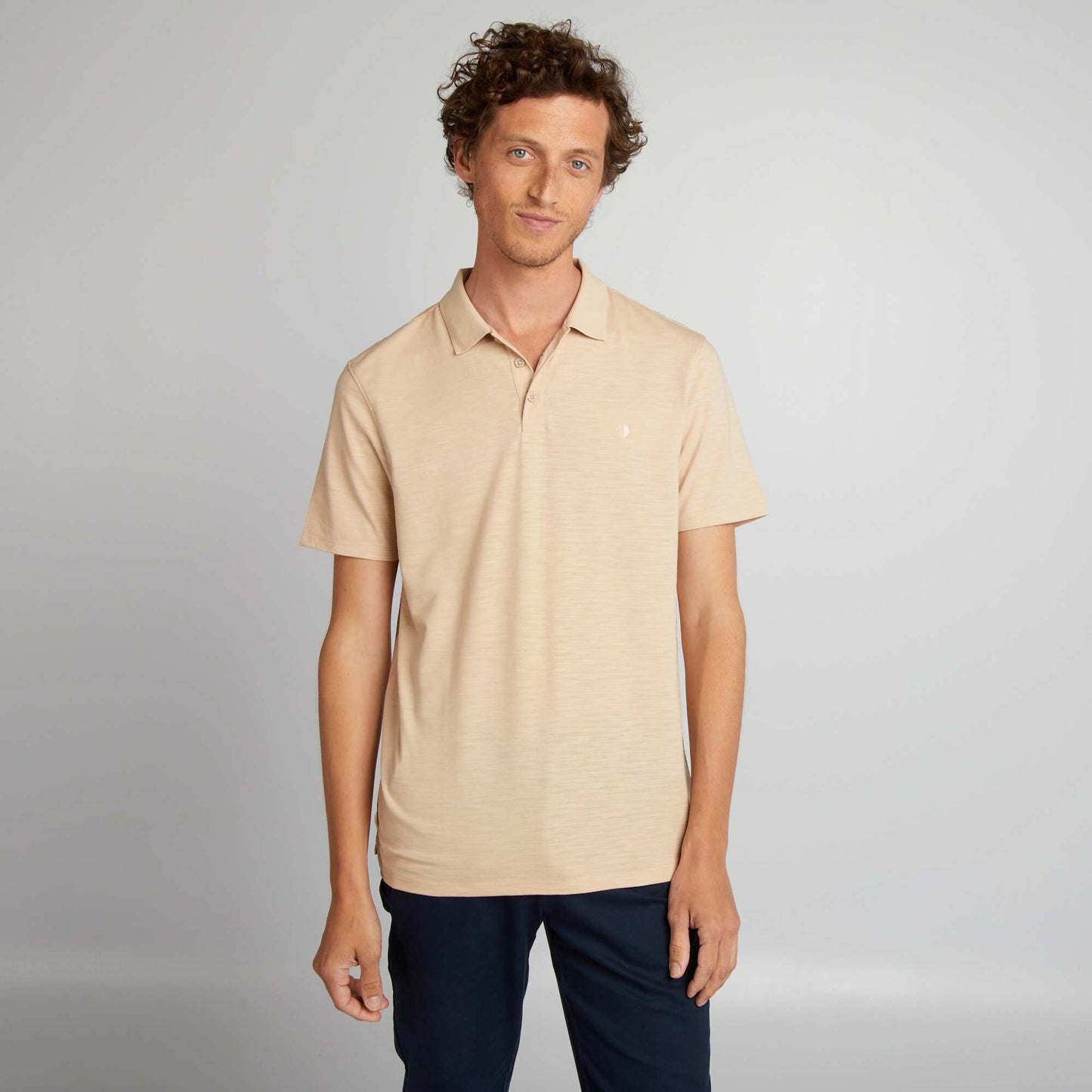 Regular fit short-sleeved polo shirt BEIGE