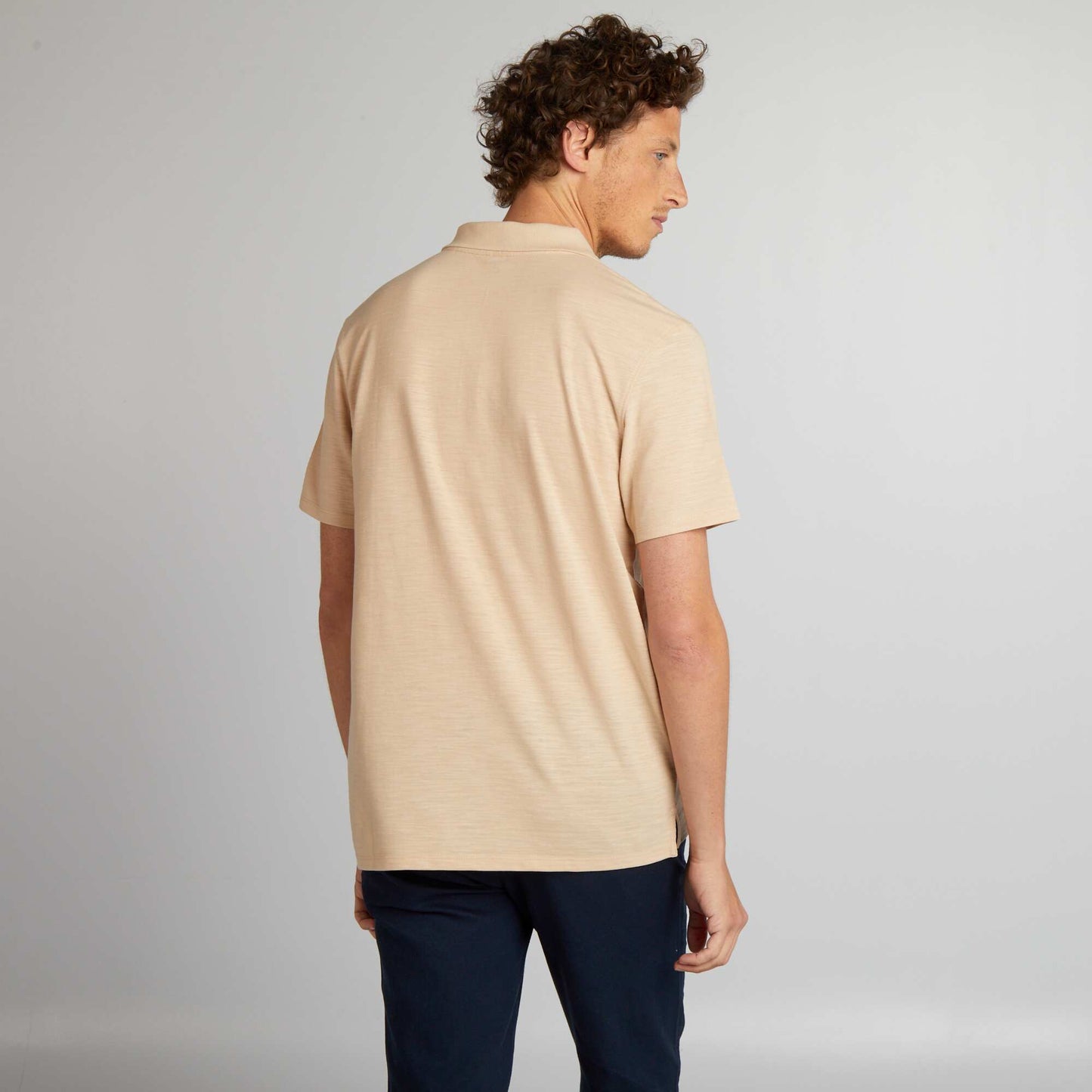 Regular fit short-sleeved polo shirt BEIGE