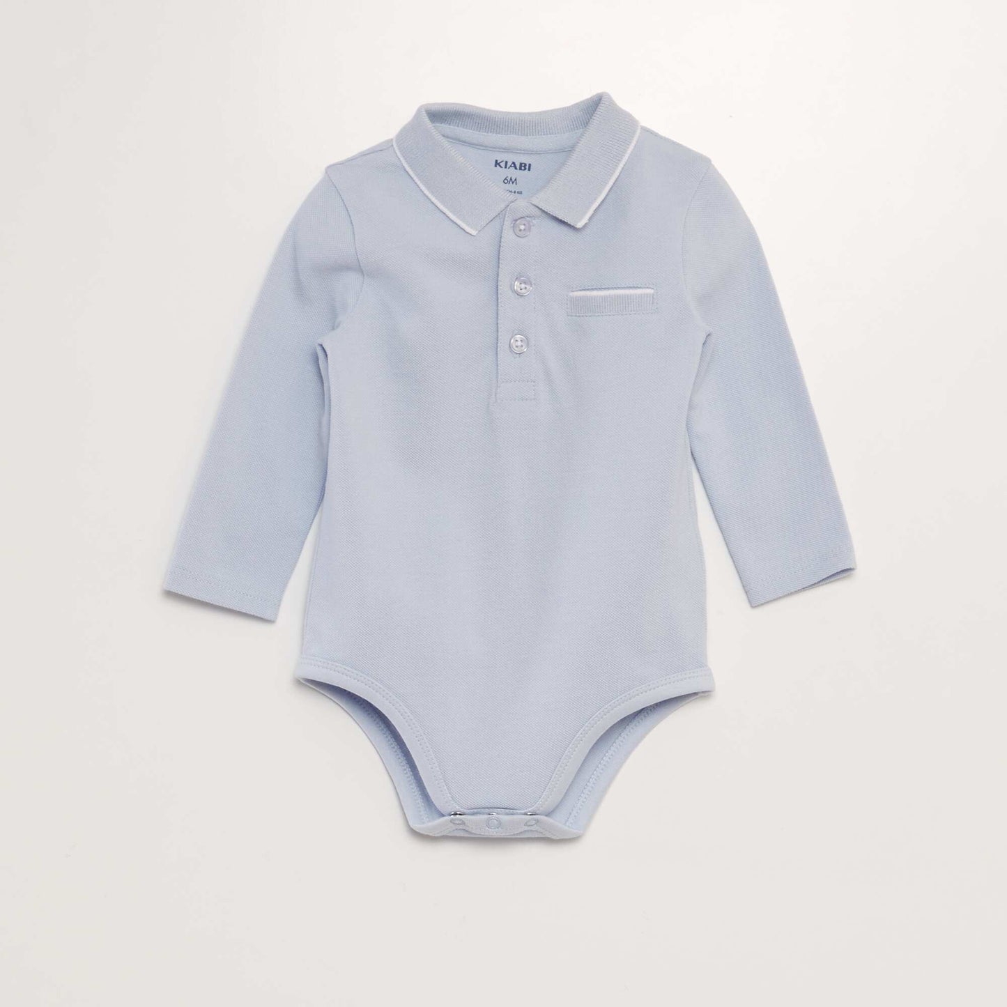 Long-sleeved polo collar bodysuit BLUE