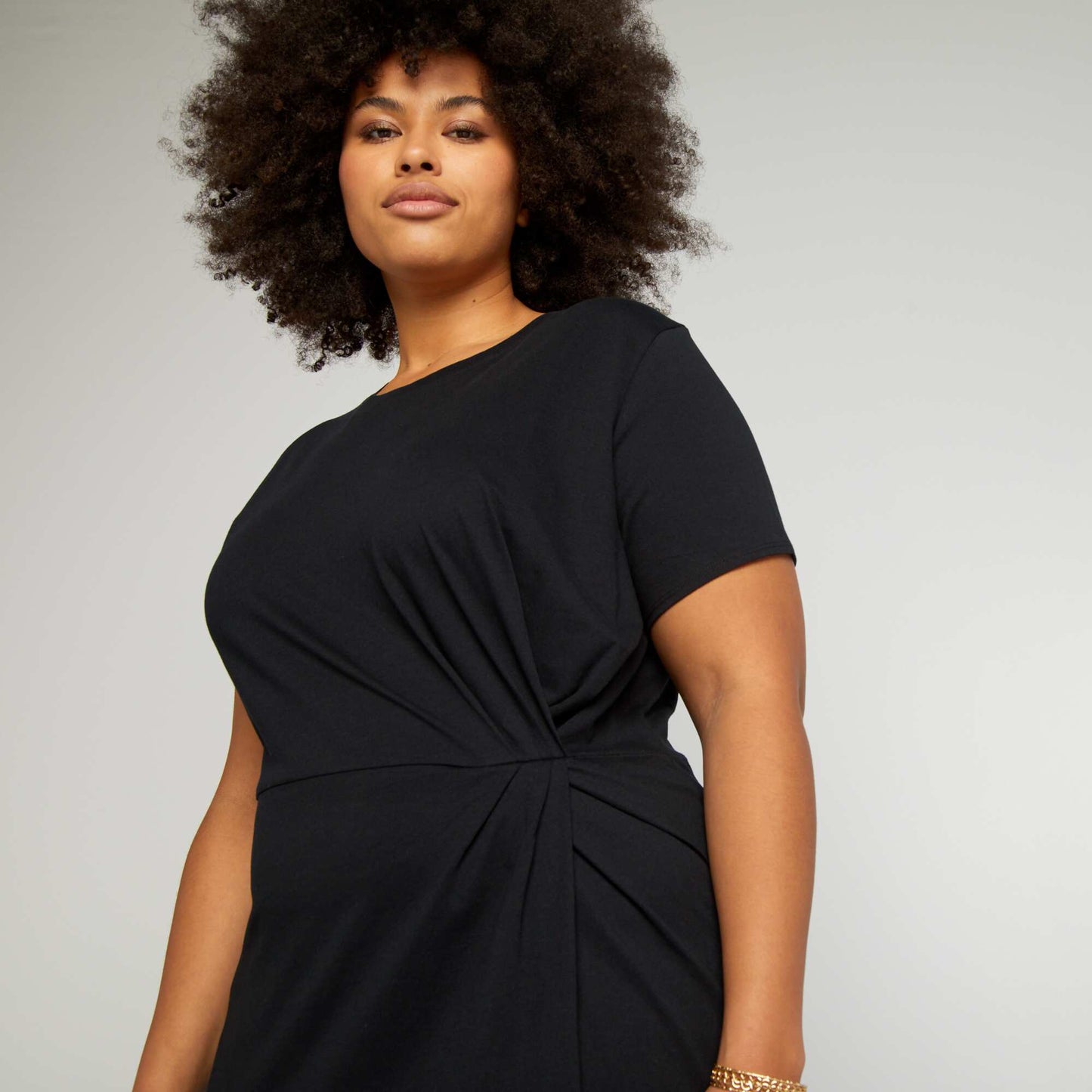 Gathered midi dress BLACK
