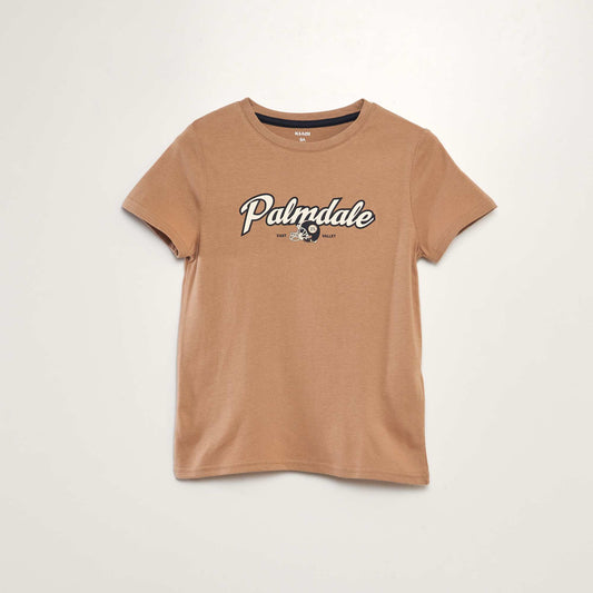 Printed jersey knit T-shirt BROWN