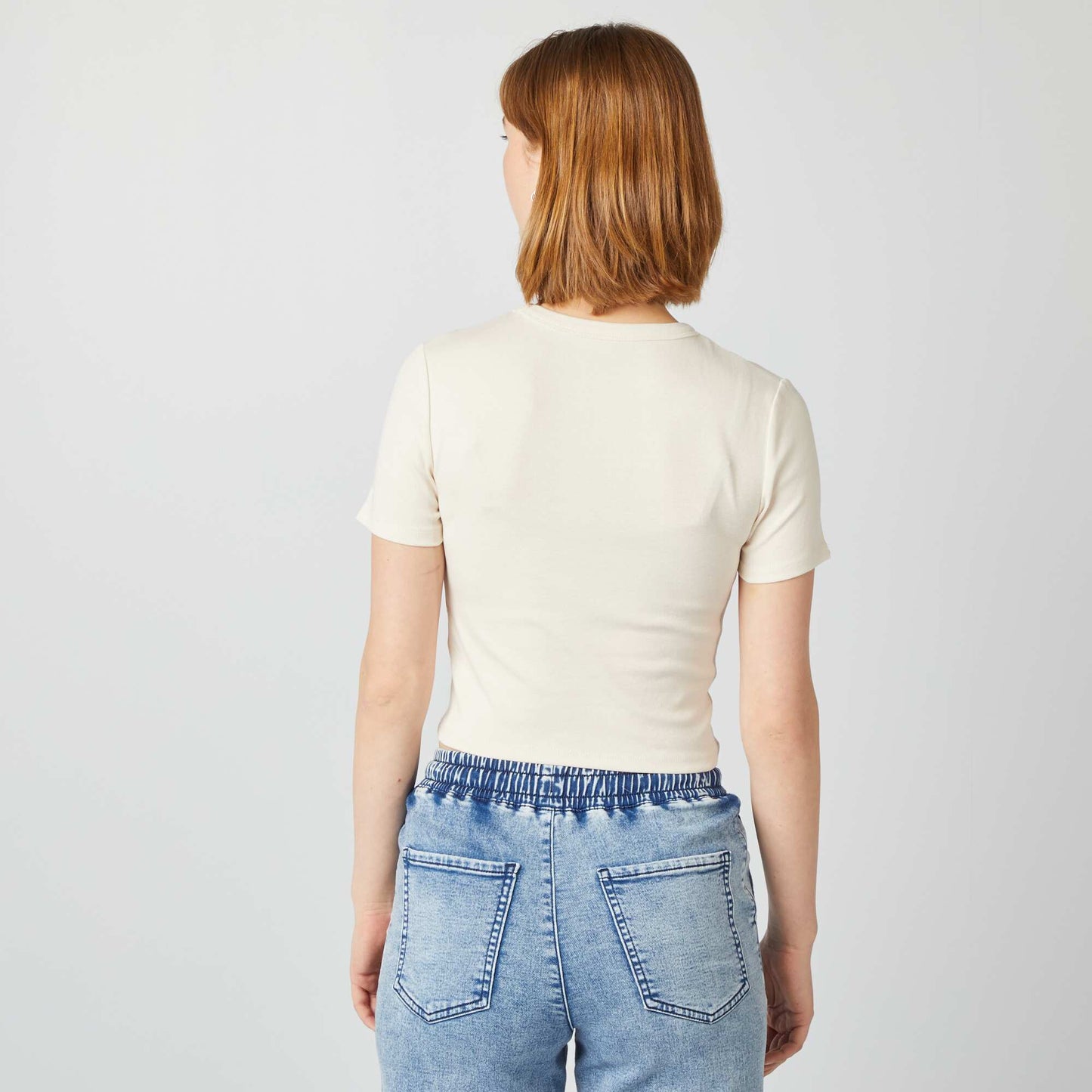 Cropped T-shirt BEIGE