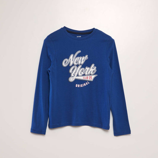 Long-sleeved cotton T-shirt BLUE