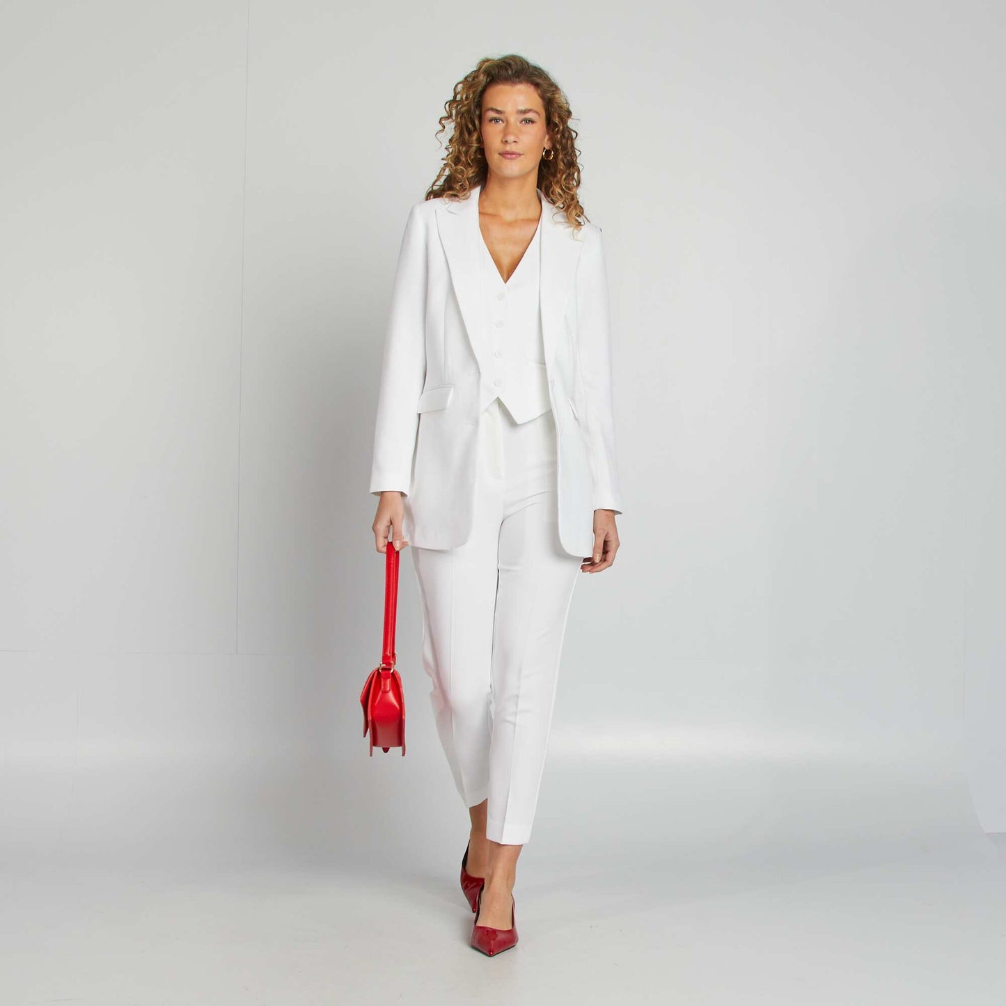 High-waisted straight-leg trousers WHITE