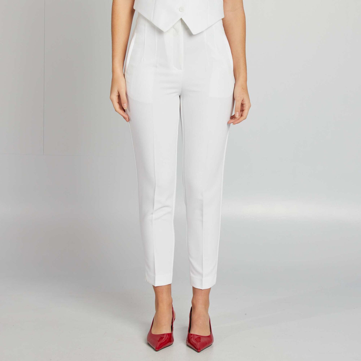 High-waisted straight-leg trousers WHITE