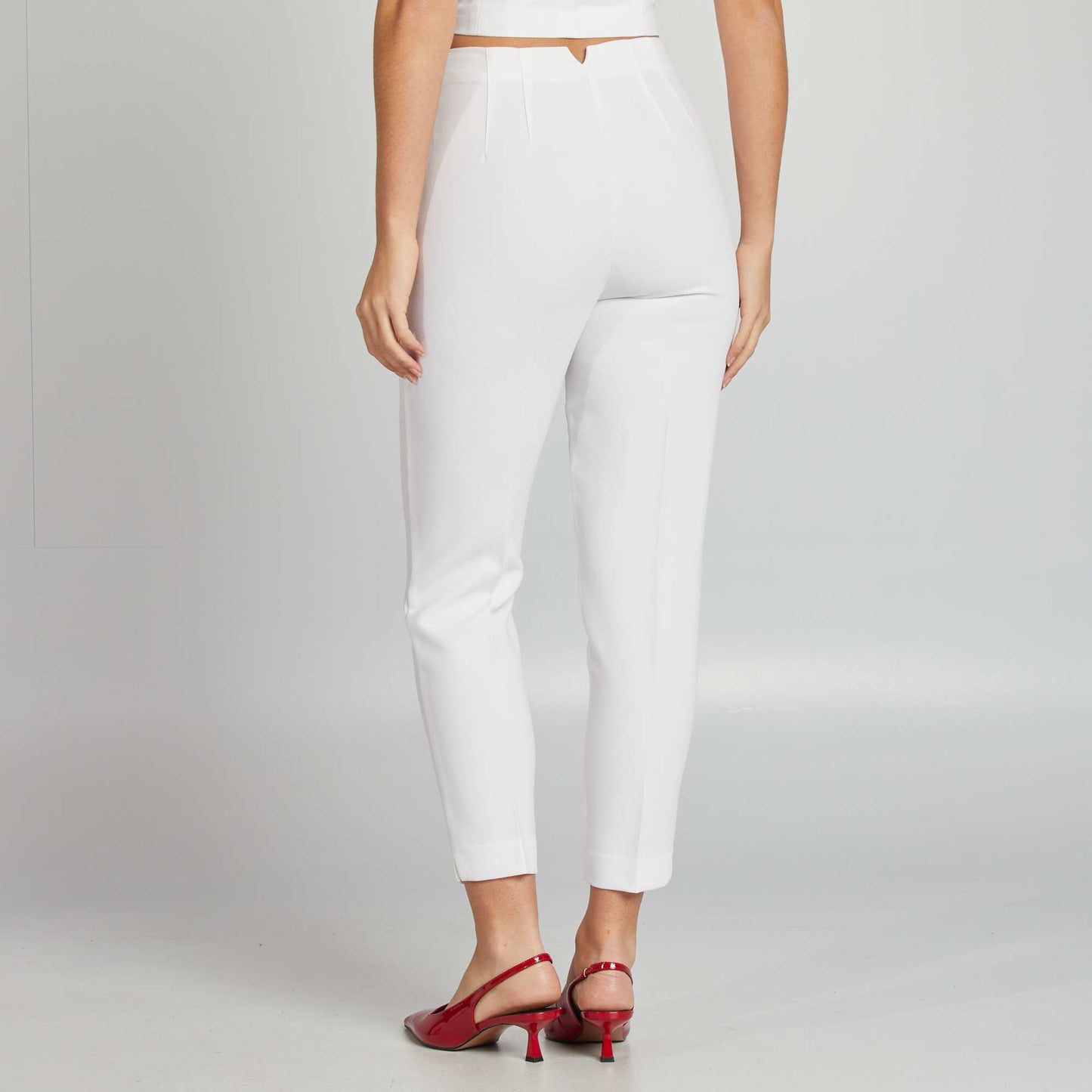 High-waisted straight-leg trousers WHITE