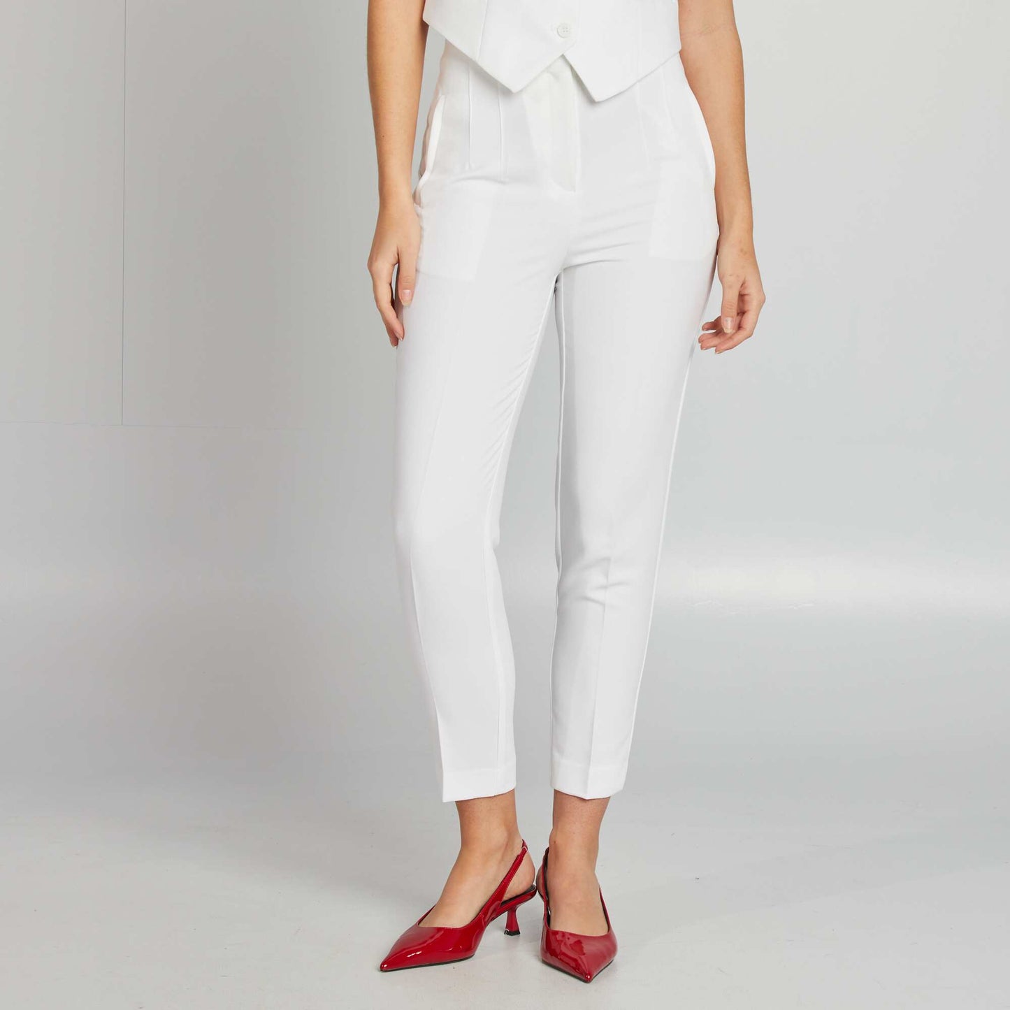 High-waisted straight-leg trousers WHITE