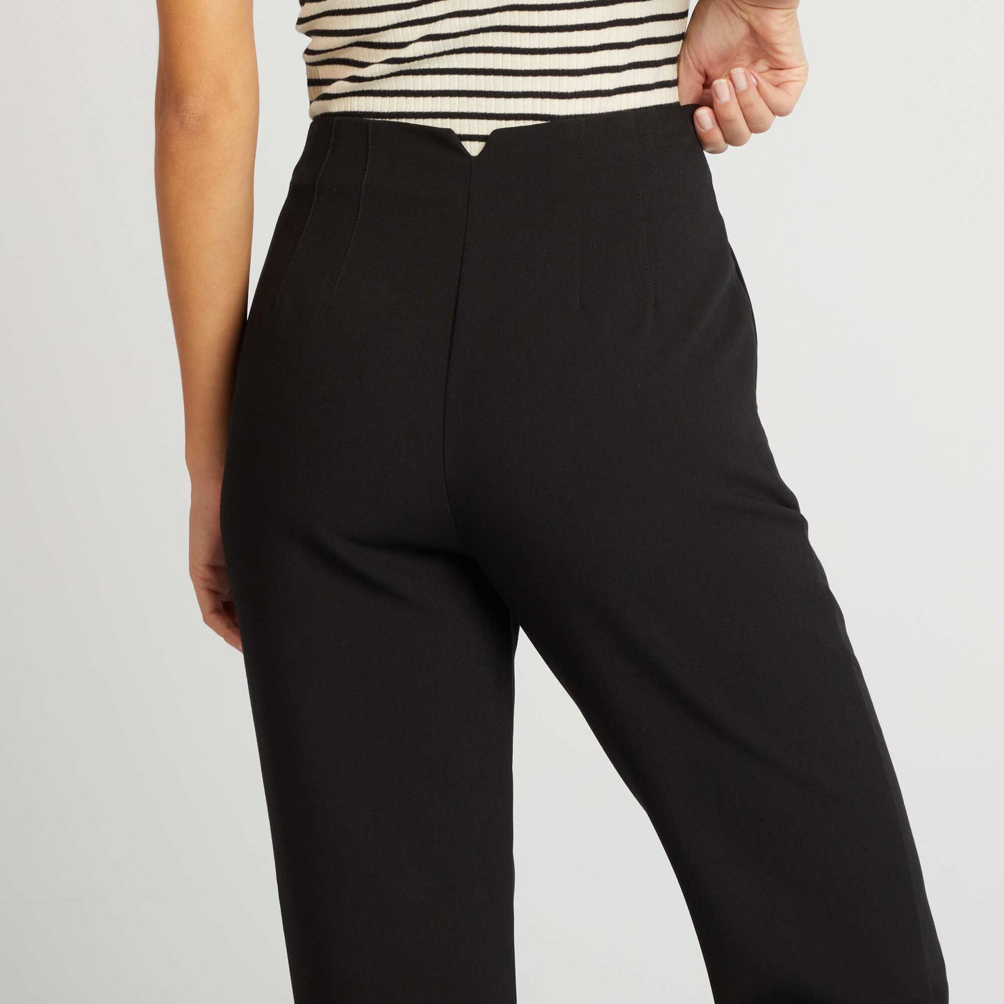 High-waisted straight-leg trousers black