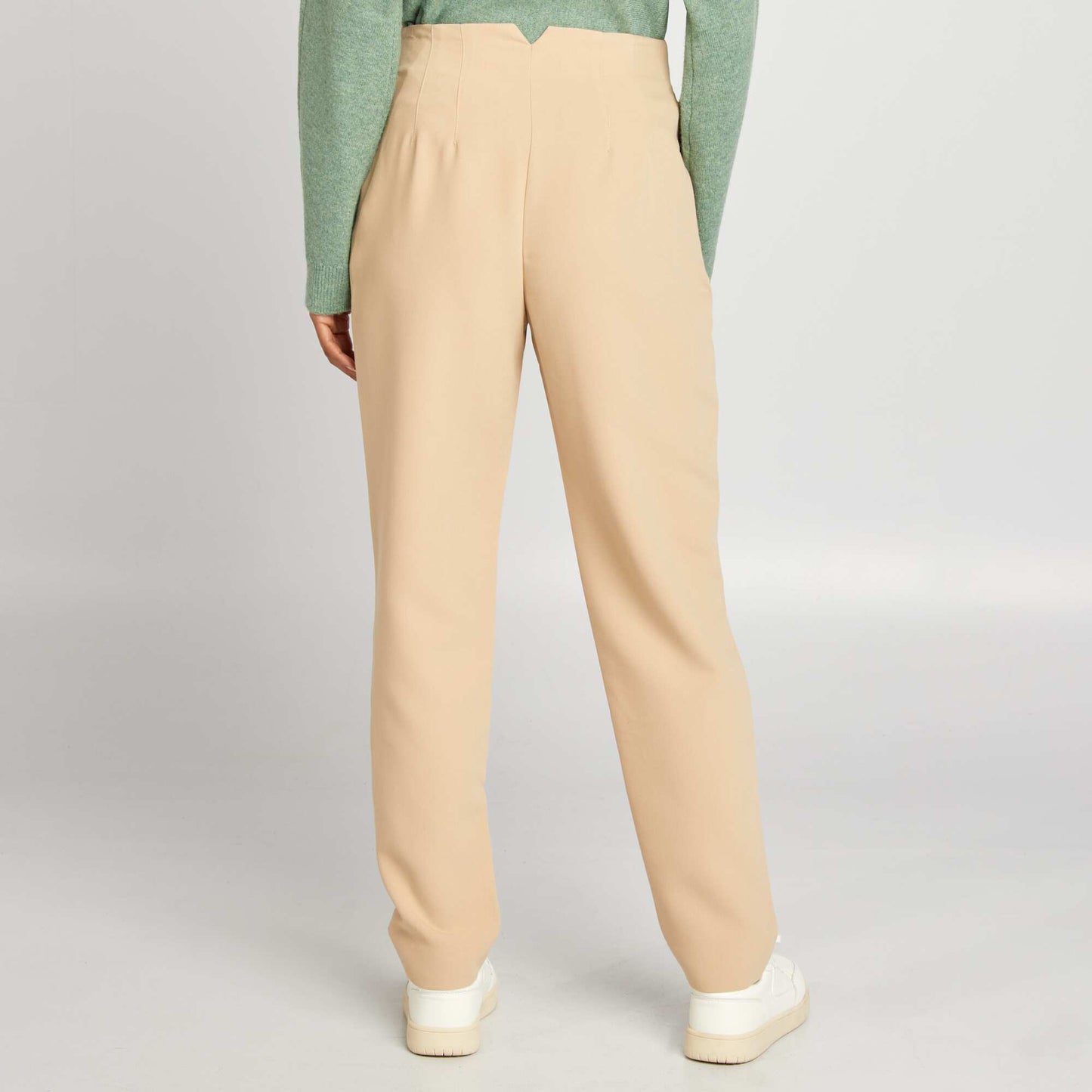 High-waisted straight-leg trousers BEIGE