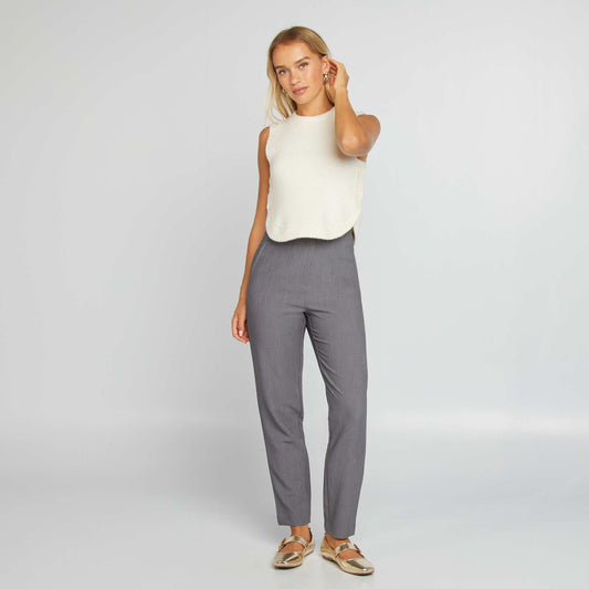 High-waisted straight-leg trousers GREY