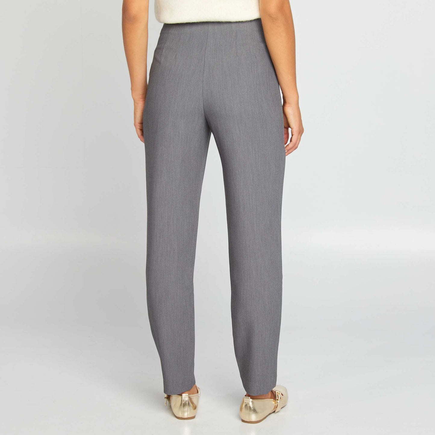 High-waisted straight-leg trousers GREY