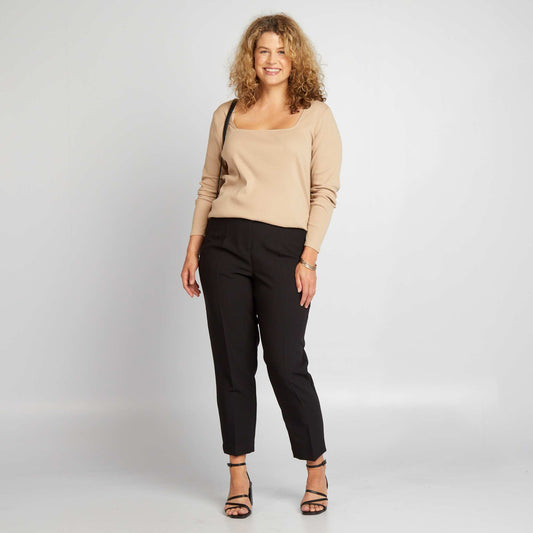 High-waisted cigarette trousers black