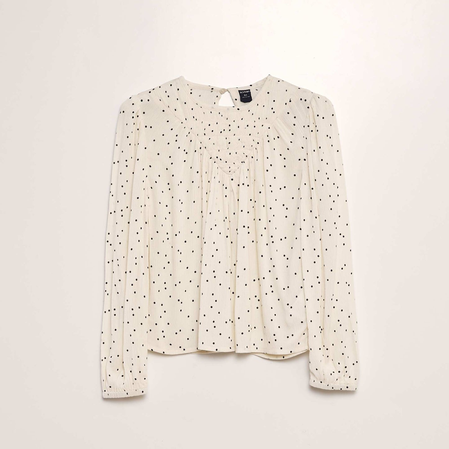 Printed long-sleeved blouse BEIGE