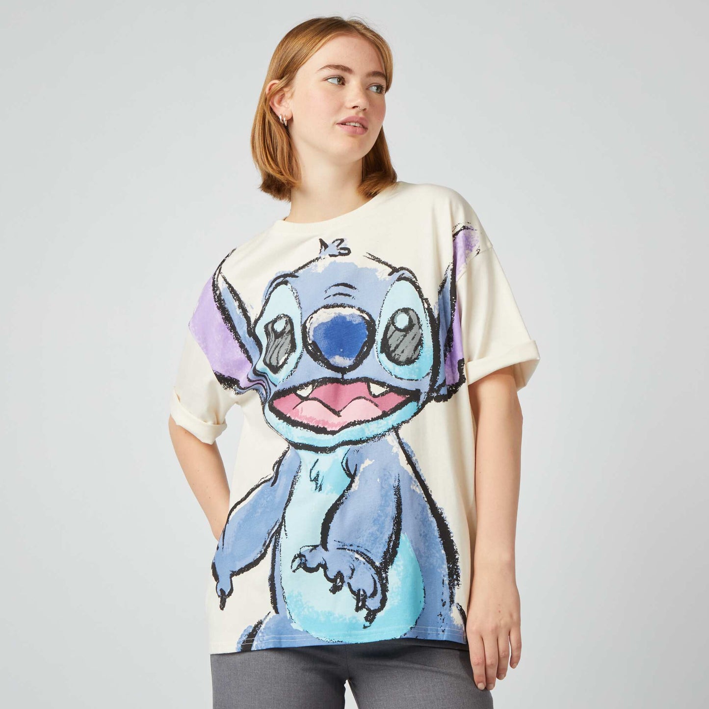 Stitch print T-shirt WHITE