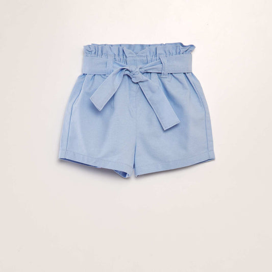 Plain paperbag-style shorts BLUE