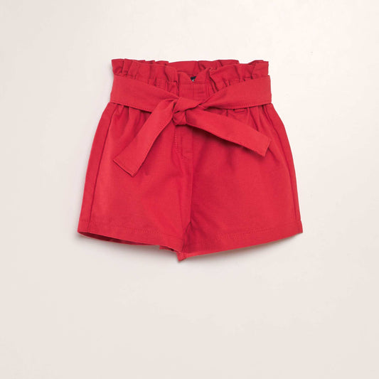 Plain paperbag-style shorts RED