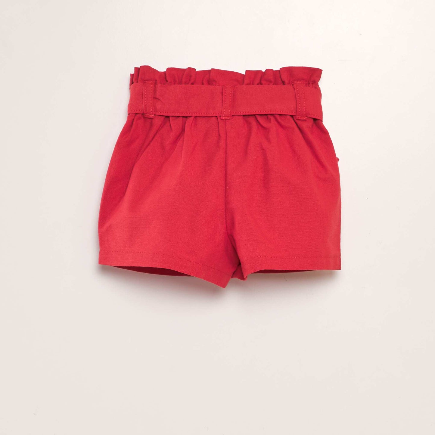 Plain paperbag-style shorts RED