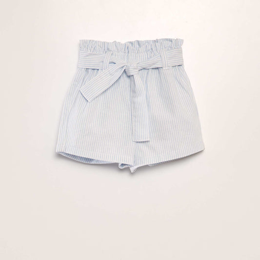 Plain paperbag-style shorts BLUE