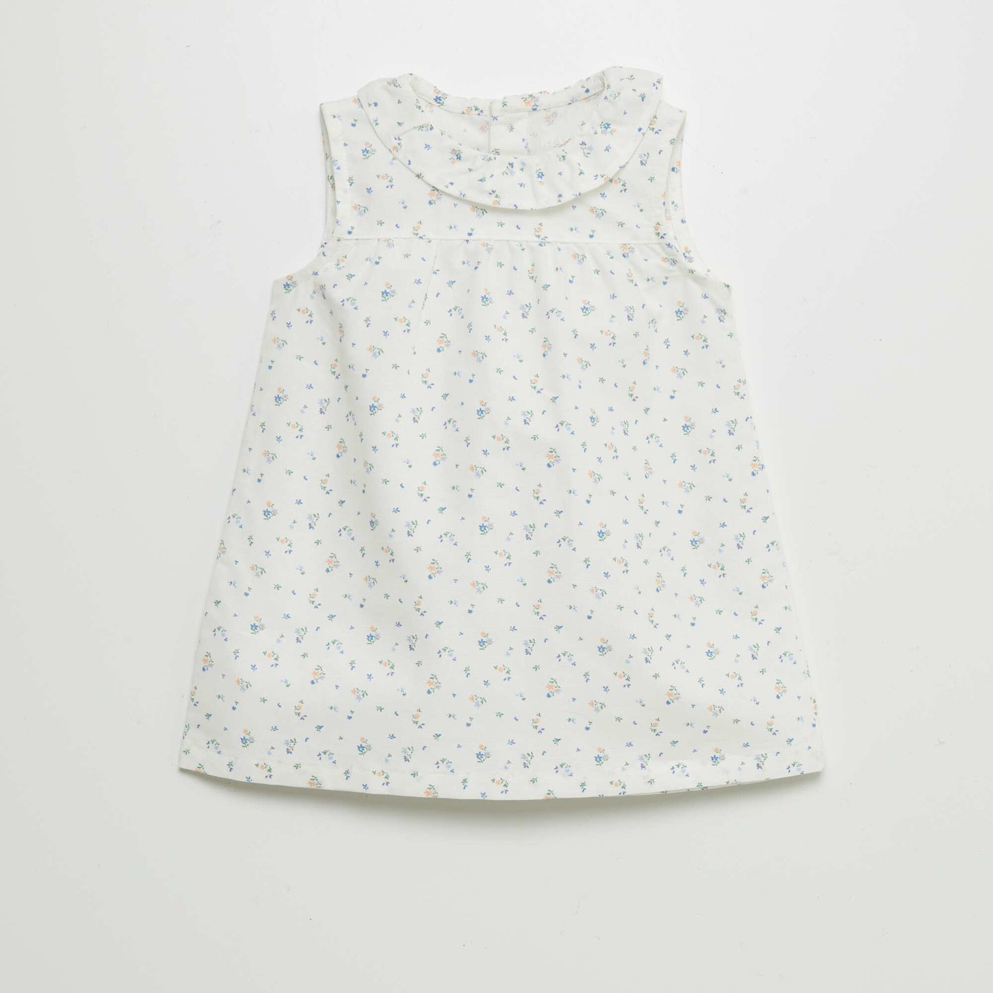 A-line dress with sweet ruffled collar WHITE