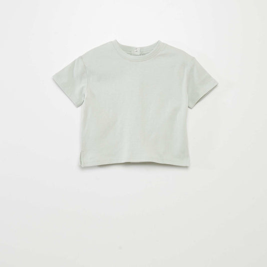 Plain jersey knit T-shirt BLUE