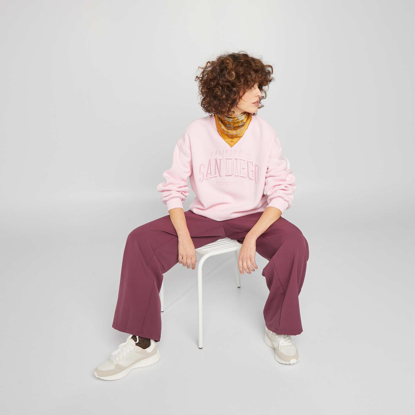 Varsity-style sweatshirt fabric sweater PINK