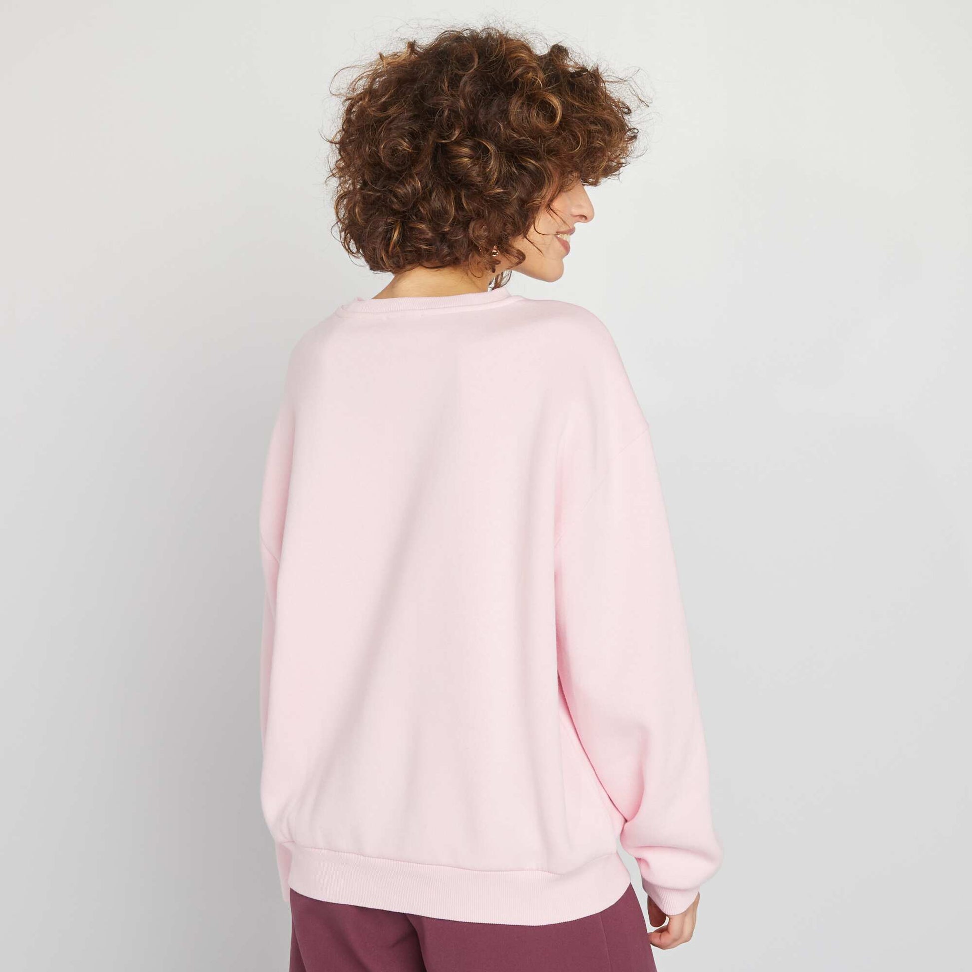 Varsity-style sweatshirt fabric sweater PINK